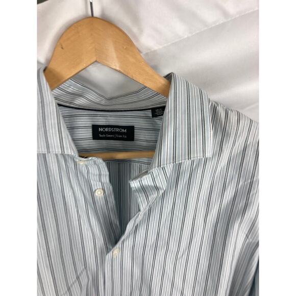 Nordstrom Mens Shop Tech Smart Trim Fit Dress Shirt Size 18 36-37 - Picture 2 of 6